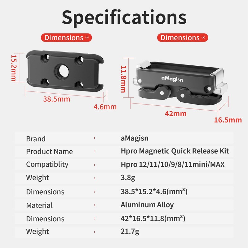Compatible with GoPro Hero13 12 11 10 9/11 Mini/MAX Magnetic