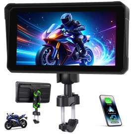 CAMECHO 6 Inch Wireless Motorcycle Carplay Android Car, IP68 Waterproof HD 1440 x 720 Touchscreen Screen Navigation Display for Motorcycles with Dual Bluetooth 5.0 + Airplay Android Cast