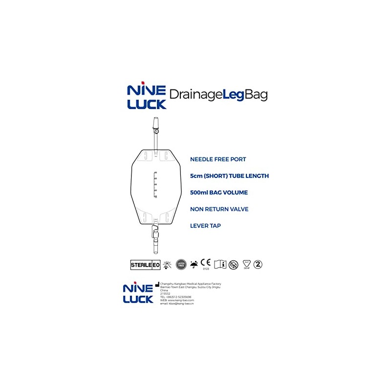 E&E Medical Supplies Ltd. 1Pc Urine Leg Bag 500ml Short