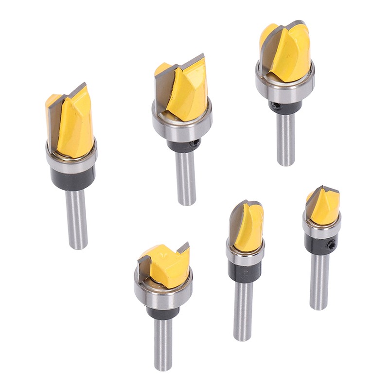 6Pcs Flush Trim Bit 6mm Shank Pattern Router with Bearing