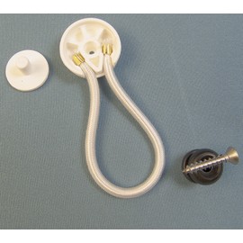 StayPut Bungee/Shock Cord Fastener, White w/Black Surface Attachment Knob & Mounting Screw (5)