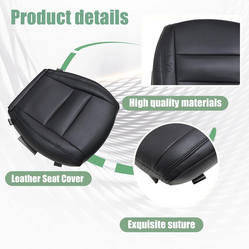 Priprilod Leather Driver Side Bottom Replacement Seat Cover Black Compatible