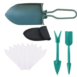 1 Army Green Small Engineer Shovel, 2-Piece Seedling Starter Set, 10 Labels, Folding Shovel, Small Garden Shovel, Outdoor Shovel, Mini Folding Shovel