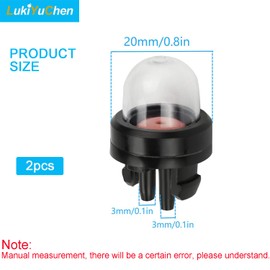 LukiYuChen 188-512-1 Snap in Primer Bulb for Crafts-Man Roybi Homelite Hus-Qvarna Gas Trimmer Poulan Echo Chainsaw Trimmer Blower Brushcutter, Replaces 188-512 35879516 503936601 530047721(2/Pack)