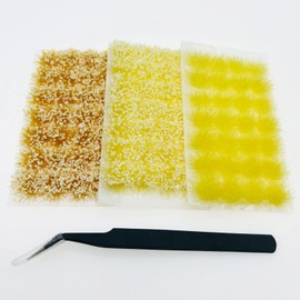 Cayway 84 PCS Snow Static Grass Tufts Model Grass Tufts Artificial Grass, Kit Resin Static Scenery Model, Fake Moss with Tweezers for Train Landscape Railway Artificial Grass Modeling