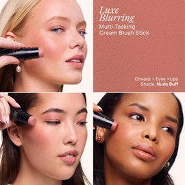 Nudestix Nudies Matte Lux Cream Blush 3-in-1 All Over Face Colour For Cheeks Eyes and Lips w/Blending Blush (Nude Buff)