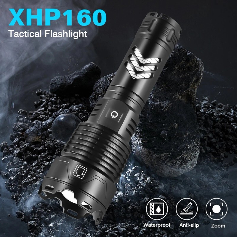 Garberiel Super Bright 900000Lumens XHP160 LED Flashlight Rechargeable Powerful Zoom