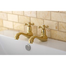 Kingston Brass KS1102AX Heritage Classic Basin Faucet Cross Handle, Polished Brass