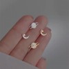 Asymmetrical Planet Star Moon Stud Earrings for Women Sparkly Cubic