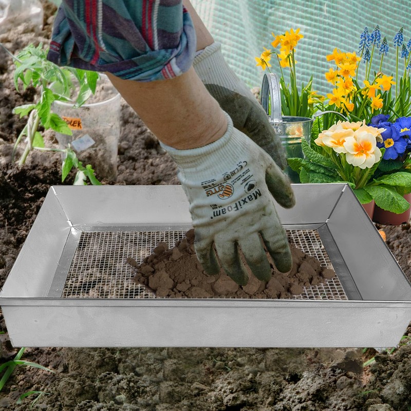 Large Steel Soil Sifter(17.5 x 12.5 inches),Dirt Sifter,Rock Sifter,Compost Sifter