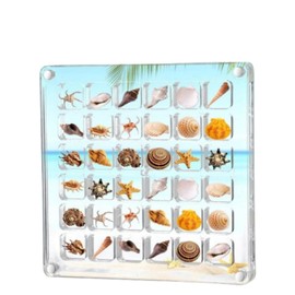 Acrylic Box, 36 Compartments Magnetic Shell Display Case, Clear Shell Storage Box, Storage Box, Display Organiser, Acrylic Display Box for Shells, Jewellery, Gemstones, Nail