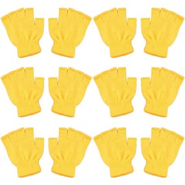 Guantes cálidos, 6 pares de hombres y mujeres, unisex, de punto de invierno, guantes de medio dedo, color sólido, cálidos, elásticos, sin dedos, para escribir