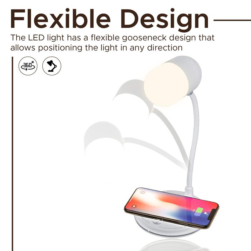 5W Qi LED Desk Lamp Wireless Charging Adjustable Touch Sensor