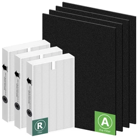 HPA300 HEPA Filter Replacement for Honeywell HPA300 Series Air Purifiers HPA300, HPA300VP, HPA304, HPA3300, Replace HRF-R3 (3 Ture HEPA R Replacement Filter + 4 Activated Carbon Pre-Filter) 