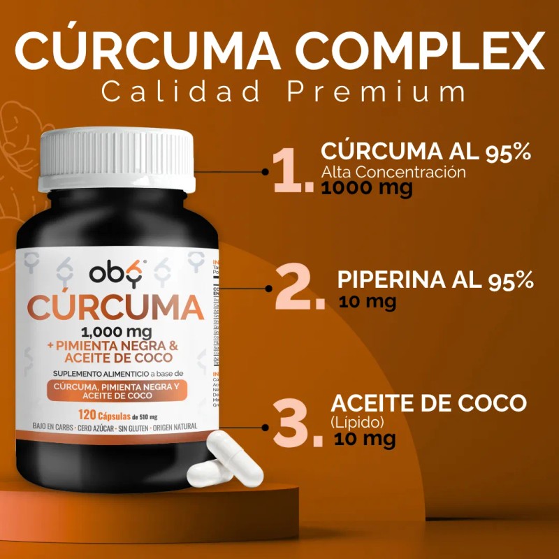 Curcuma Organica Piperina Y Aceite Coco con Extracto De Raz