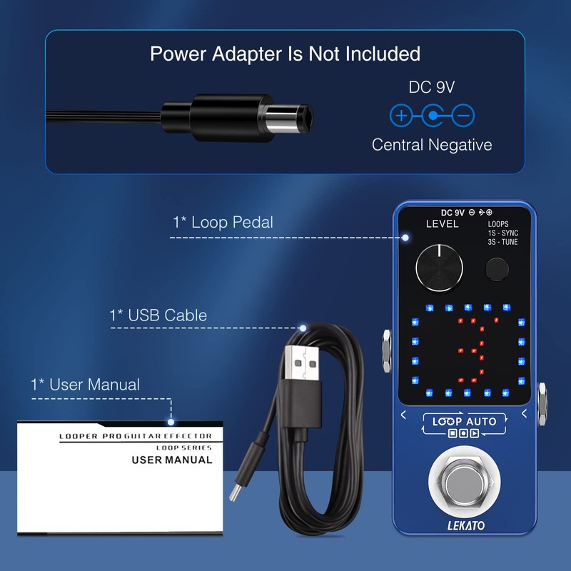 LEKATO Looper Pedal, Guitar Looper Pedal for Electric Guitar&Bass Loop