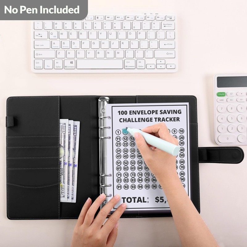 SKYDUE 100 Envelopes Money Savin Challenge Binder, A5 Money Saving