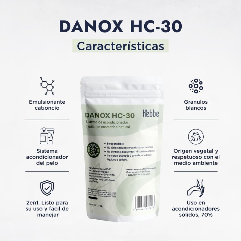 Hebbe - Danox HC-30, Emulsionante y Acondicionador Natural para Cosméticos,