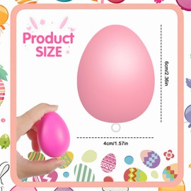 Pack of 24 Plastic Easter Eggs, Easter Eggs for Hanging, Easter Pendant with Strings, Easter Eggs Decoration, for Easter Decoration, Colourful Plastic Eggs, Easter Decoration Made of Plastic with
