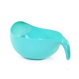 Mintra Home Rice Colander (Teal) - Strainer, Lightweight, for cleaning rice, beans, fruit and vegetables 9.5x13x7