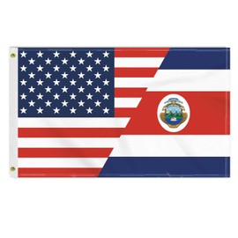 3×5 FT USA Costa Rica Flag, Large 150D America Costa Rican Outdoor Banner,Double Side Printing American Decor For Patio Garden With Brass Gromment