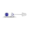 Solid 14K White Gold 3mm Round Genuine Tanzanite Birthstone Bezel