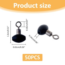SUPERFINDINGS 50PCS Black Fishing Rolling Swivel 1.3x0.65cm Slide Rig Rolling Swivels Plastic Fishing Swivels Cross-Line Pulley Line Connectors Fishing Tackle Running Slider Bead Swivel