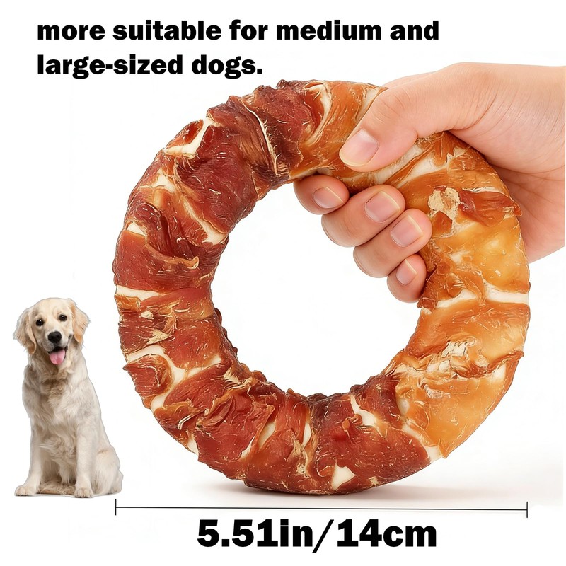 CYGJWL Dog Donut Treats,Chicken Duck Wrapped Rawhide Donuts(Plus Size),No Artificial
