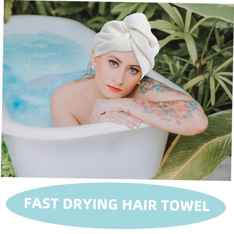 Ipetboom 2pcs Super Absorbent Hair Drying Cap Soft Towel Turban