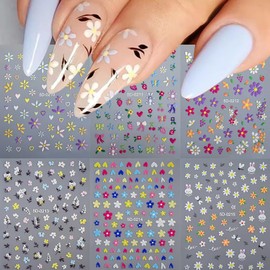 Flower Nail Art Stickers Decals 6Sheets Spring Rose 3D Self-Adhesive Nail Stickers Flowers Rose Butterfly Design Nail Decals for Nail Art Women Girls Acrylic Nails Decorations DIY Nail Art Supplies