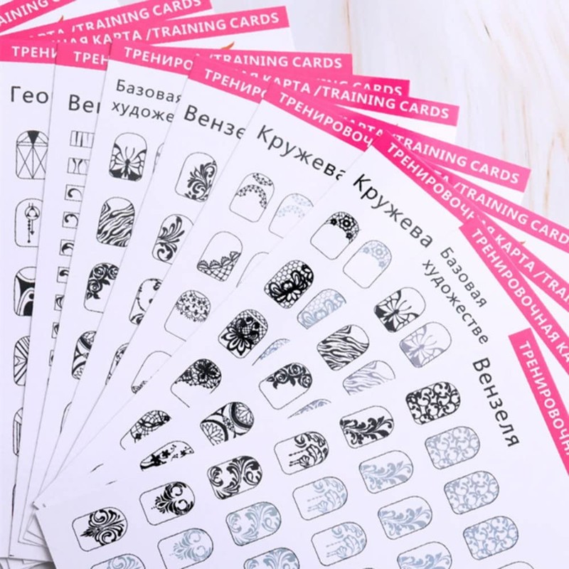 12 Sheets Blank Nail Art Training Cards,Manicure Training Cards for