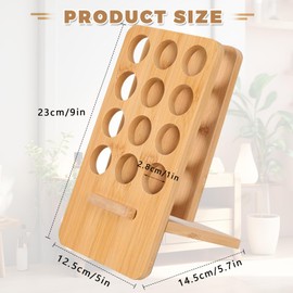 Honicemar 12 - Hole Wooden Essential Oil Holder Aromatherapy Organizer Essential Oil Bottles Display Rack & Slanted Essential Oil Shelf Stand, Suitable for Home/Spa/Vanity Table/Office