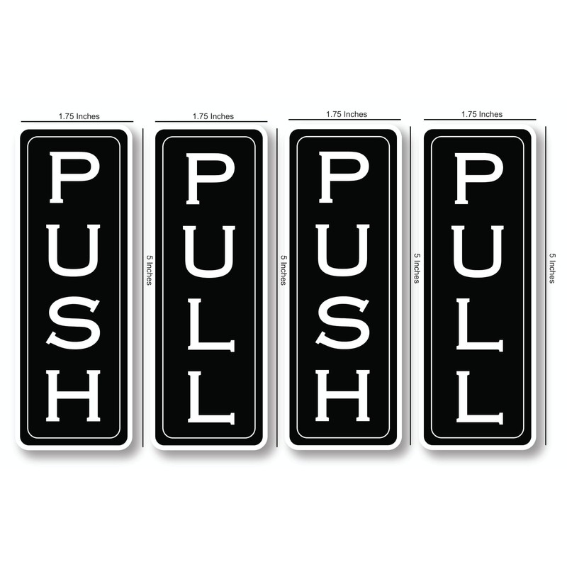 Door Sign Set, Push Pull Vinyl Stickers, 1.75 x 5