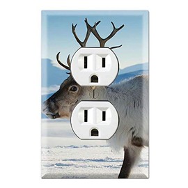 Graphics Wallplates - Reindeer Animals Snow - Duplex Outlet Wall Plate Cover