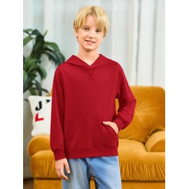 Haloumoning Boys' Fashion Hoodies Kids Long Sleeve Hooded Sweatshirts with Pocket 5-14Y Red