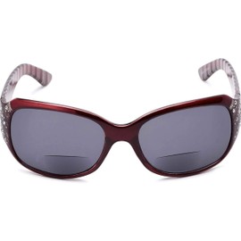 The Jazzy Bifocal Reading Sunglasses, Rhinestone Glasses, Tinted Readers for Women + 2.50 Red
