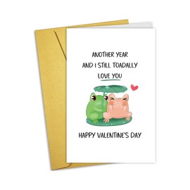 Nchigedy Frog Pun Valentines Day Card, Funny Toad Valentine's Day Card for Him Her, Happy Valentines Day Card for Boyfriend Girlfriend, Another Year And I Still Toadally Love You