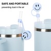 Whaline 6Pcs Smiling Face Straw Covers Light Blue Silicone Reusable