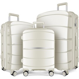 Axidou Luggage Sets with Spinner Wheels (20/24/28 Inch), PP+ABS Suitcase Sets
