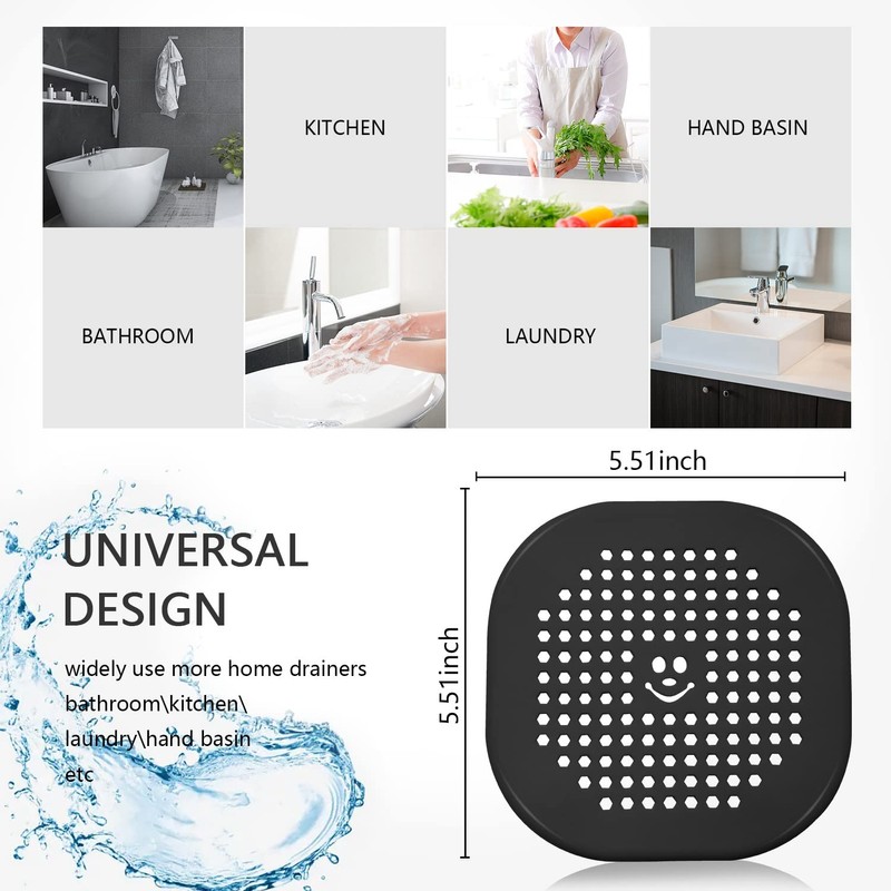 2 Pack Drain Hair Catcher Silicone Drain Protector Hair Stopper