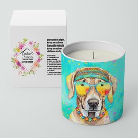 Caroline's Treasures Weimaraner Hippie Dawg Decorative Soy Candle Nature Soy Wax Essential Oil Home Decor Ideal for Bedroom Kitchen Bath Office Gift, 10 oz