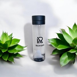 REH@B New Portable Gym Clear Drinking Cup Sports Water Bottle PC Travel Sports Items Transparent and Frosted Bottle Anti-falling Plastic Modern Unisex (Transparent, Black)