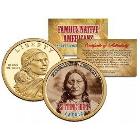 SITTING BULL Famous Native American Series Sacagawea Dollar Coin LAKOTA Indian