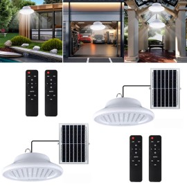 2pcs Solar Shed Light Indoor Outdoor Remote Control for Shed Gazebo Barn Garage