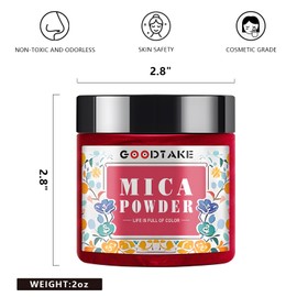 GOODTAKE Hot Pink Mica Powder | Pure Natural | Epoxy Resin Color Pigment | Non-Toxic | Mica Powder for Resin, Soap Making, Candle Making, Bath Bomb, Slime Pigment (Hot Pink, 2 oz)