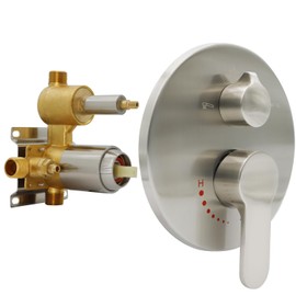 Backnets Wall Mount Brushed Nickel Pressure Balancing Shower Diverter Mixing Valve 3 Way Replacement Brass Mixer Kit