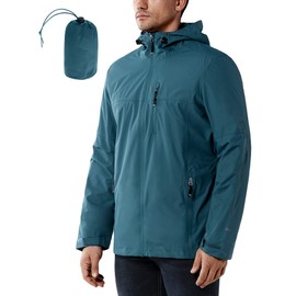 33,000ft Men's Rain Jacket Waterproof Cycling Running Packable Raincoat with Hood Lightweight Windbreaker with Mesh Lining