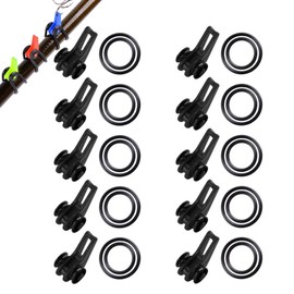 Lure Hook Holder Set of 10 Fishing Rod Hook Keeper Fishing Tackle with Ring Hook Keeper Line Holder with Elastic Rubber O-Ring Easy Adjustable (Black)