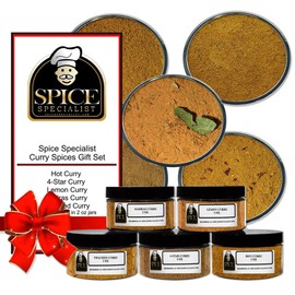 Curry Spices Gift Set - Contains: 5 different spice jars (1 each of: 4-Star Curry, Hot Curry, Lemon Curry, Madras Curry, Thai Red Curry)