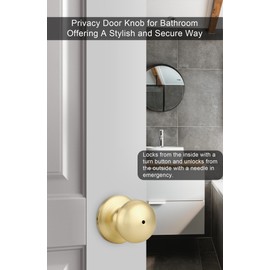 goldenwarm Gold Interior Door Knob, Privacy Door Knob, Gold Bedroom Door Knobs, Door Knobs Interior Bulk, Privacy Door Knobs for Bedroom or Bathroom(8 Pack)